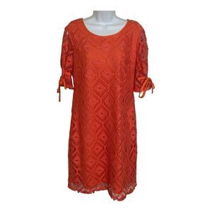 Women's db 1962 Coral Sheath Lace Overlay Dress